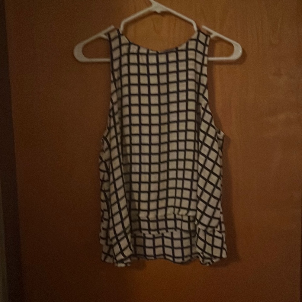 White and blue chiffon top
